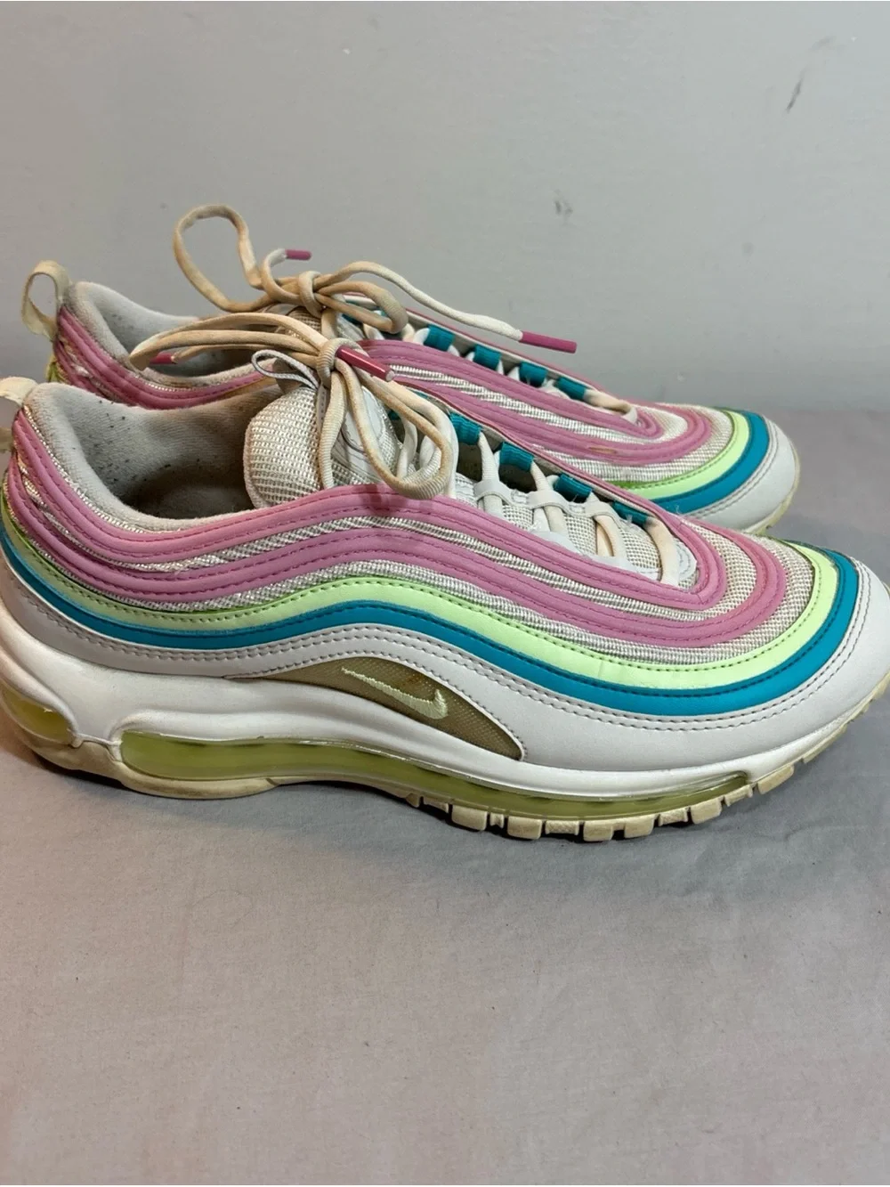Nike Air Max 97 Colorful Pastel Wave Sneakers - White & Pastel Rainbow